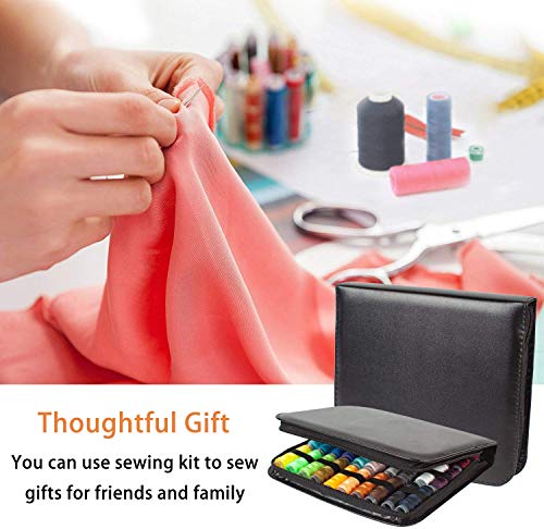 KZGRIT Kit de Costura, Costurero con 100 Piezas Accesorios Premium y Funda de Transporte para Inicio/Viaje/Adultos/Niños/Principiantes/Uso de Emergencia(Negro)