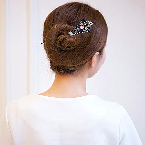 L-djp Colorido Clásico Diapositiva De La Manera del Pin De Pelo del Palillo del Pelo De La Vendimia De La Borla De Las Pinzas De Pelo del Pelo del Rhinestone Tenedor En Forma De U Palillos del Pelo A