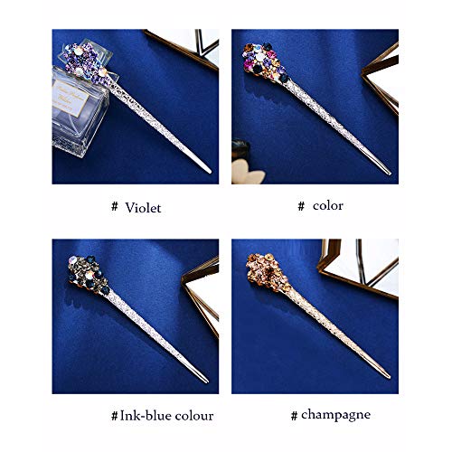 L-djp Colorido Clásico Diapositiva De La Manera del Pin De Pelo del Palillo del Pelo De La Vendimia De La Borla De Las Pinzas De Pelo del Pelo del Rhinestone Tenedor En Forma De U Palillos del Pelo A