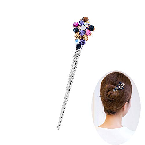L-djp Colorido Clásico Diapositiva De La Manera del Pin De Pelo del Palillo del Pelo De La Vendimia De La Borla De Las Pinzas De Pelo del Pelo del Rhinestone Tenedor En Forma De U Palillos del Pelo A