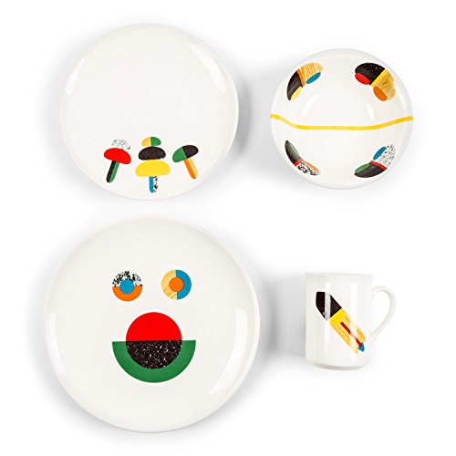 La Cija Texturas Vajilla Infantil de Porcelana Reforzada, Blanco, 25x25x13.5 cm