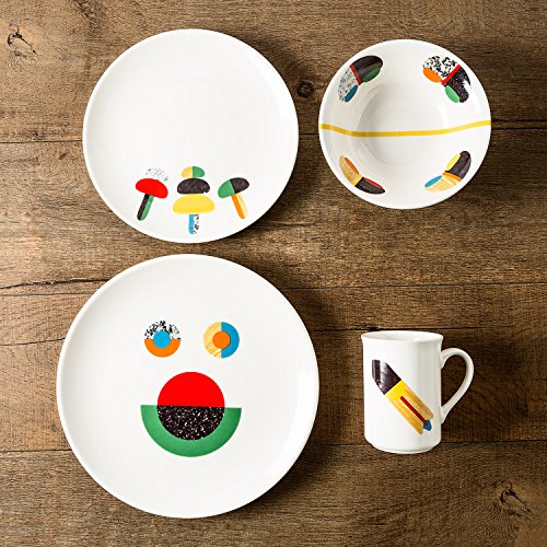 La Cija Texturas Vajilla Infantil de Porcelana Reforzada, Blanco, 25x25x13.5 cm