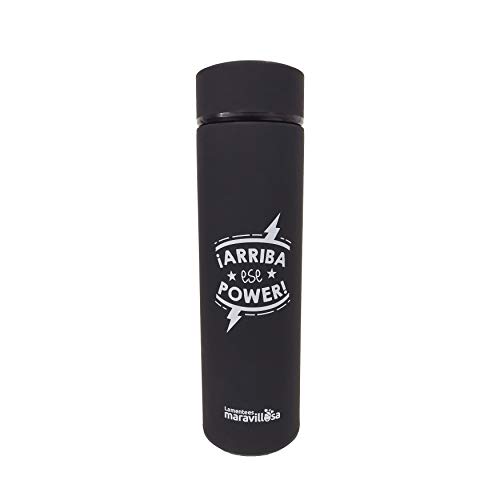 La mente es Maravillosa - Termo de Acero Inoxidable de 400 ml. Aislamiento de Vacío de Doble Pared para Bebidas Frío/Caliente - Termo Negro