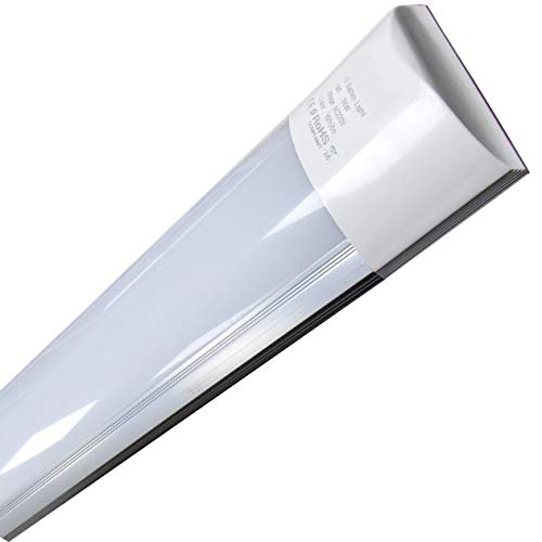 (LA) Pantalla 60cm 18w, color blanco calido 3000K. Tubo led integrado T8 equivalente a 2 tubos fluorescentes 1700 lumenes. Regleta led slim. (Blanco Calido (3000K), 60 cm)