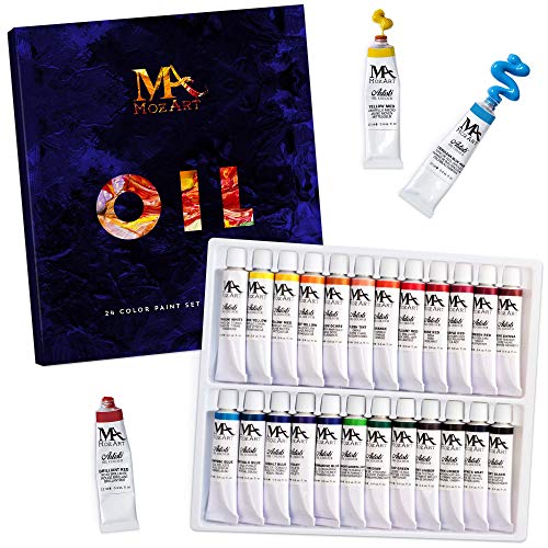 La pintura de aceite Set - 24 colores de pintura 12ml Tubes- artista pinta grado para profesionales, principiantes y estudiantes - Ideal para murales, lienzo, Retrato y Pintura - Suministros Mozart