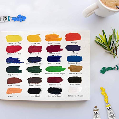 La pintura de aceite Set - 24 colores de pintura 12ml Tubes- artista pinta grado para profesionales, principiantes y estudiantes - Ideal para murales, lienzo, Retrato y Pintura - Suministros Mozart