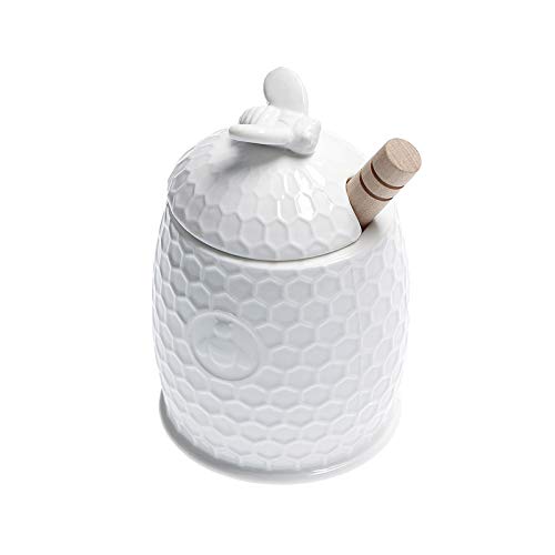 La Porcellana Bianca APEREGINA Cuenco para Miel con cucharón de 4,5 x 3 Libras, Color Blanco