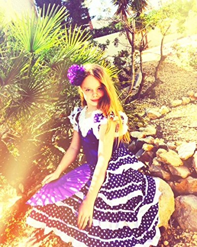 La Senorita Vestido Flamenco Español Traje de Flamenca Chica/niños Violeta Blanco