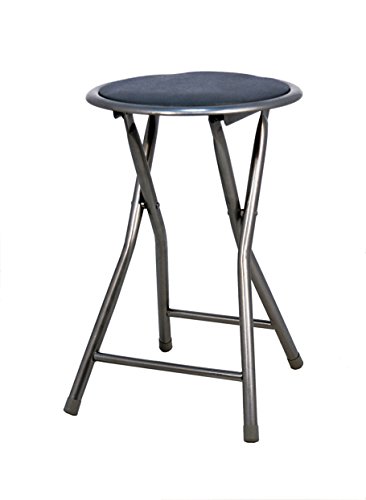 La Silla Española - Pack 4 Taburetes plegables fabricados en aluminio con asiento acolchado en PVC. Color negro. Medidas 45x30x30, 4 unidades