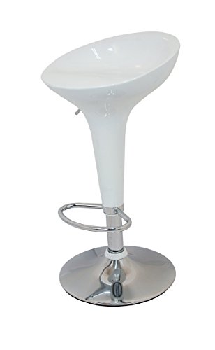 La Silla Española - Pack de Dos Taburetes Estilo Rex en PVC Color Blanco, Regulable en Altura 44x40x87 cm, 2 Unidades