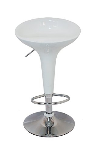 La Silla Española - Pack de Dos Taburetes Estilo Rex en PVC Color Blanco, Regulable en Altura 44x40x87 cm, 2 Unidades