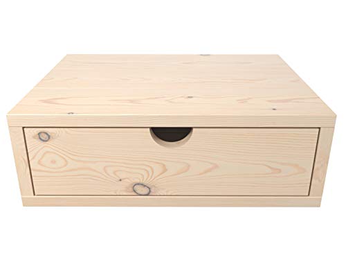 LA WEB DEL COLCHON - Mesita Vintage Damasco 35 (cms.) x 34,5 x 15 (cms.) Crudo sin Pintar |Mesilla de Noche | Mesilla de Madera | Estilo nórdico | Mueble Madera