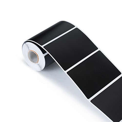 LabelQueen 100 pegatinas de pizarra, negro mate, de vinilo, en una práctica caja dispensadora, para tarros de conserva, mermelada, Negro
, 4cm x 6cm