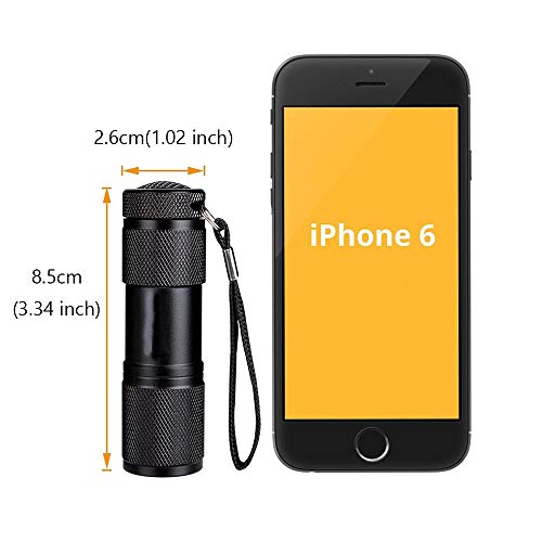 LABOTA 6 Paquete Linterna ultravioleta, Led Linterna UV flashlight 9 LED, linterna para mascotas, detector de orina de prueba rápida, enuresis, insectos y manchas