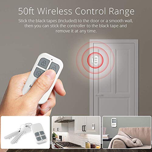 LACORAMO 130db Sensor de Alarma para Puertas y Ventanas con 2 Controles remotos, 2 baterías, Campana de Apertura de Contacto magnético inalámbrico para niños, hogar, refrigerador, Tienda (1 Paquetes)
