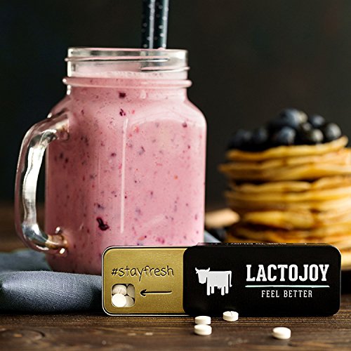 LactoJoy Pastillas de Lactasa 14.500 FCC I Tratamiento de Comprimidos para Intolerancia a la Lactosa I Digestión de la Leche, Queso I Capsulas de Enzimas Digestivas I Vegano I 1 x 80 Caps
