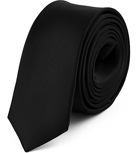 Ladeheid Corbatas Estrechas Diversidad de Colores Accesorios Ropa Hombre SP-5 (150cm x 5cm, Negro)