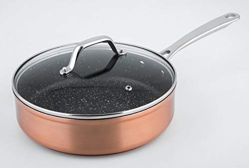 Laguiole Calidad Pro - Sartén antiadherente de cobre con tapa 24 cm cobre