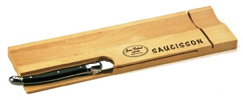 Laguiole Jean Dubost 11313 - Tabla de Madera y Cuchillo de Cortar salchichón