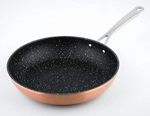 Laguiole - Sartén de color cobre vintage antiahdesiva, efecto piedra tox fuegos, calidad profesional, cobre, 28 cm