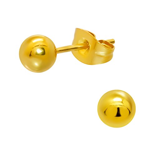 Laimons Pendientes para mujer Esfera Brillante Dorado acero inoxidable