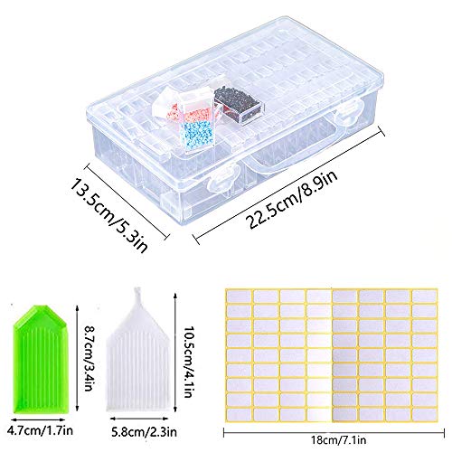 LAKIND Caja Organizadora de 64 Rejillas, Caja Almacenamiento Caja de Bordado de diamantes caja de almacenamiento para accesorios de pintura, joyería, accesorios de uñas