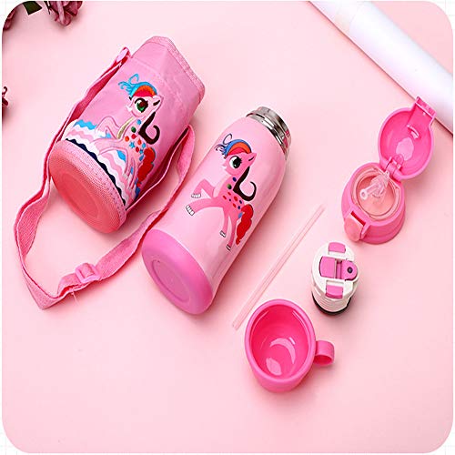 LAL6 Botella Deportiva para niños Niño niña al vacío Paja de Acero Inoxidable sin Botella de Agua BPA Aire Libre para Correr, Ligero, con Aislamiento a Prueba de Fugas Taza 580ML,Yellow Tiger