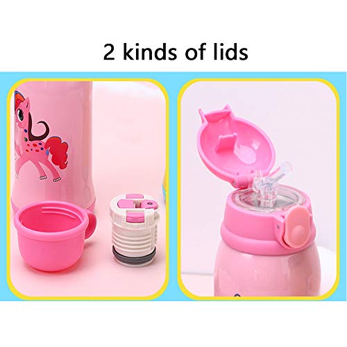 LAL6 Botella Deportiva para niños Niño niña al vacío Paja de Acero Inoxidable sin Botella de Agua BPA Aire Libre para Correr, Ligero, con Aislamiento a Prueba de Fugas Taza 580ML,Yellow Tiger