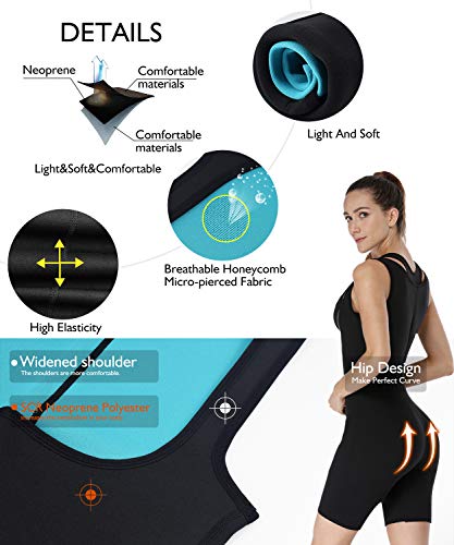 LaLaAreal Faja Reductora Adelgazante Abdomen Mujer Neopreno Body Moldeador para Deport Fiteness (M,Sin Cremallera/Negro)