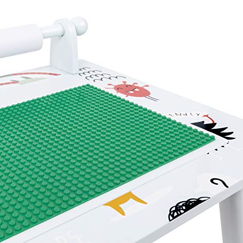 Lalaloom DREAM DECOR - Mesa de juegos infantil de madera con rollo de papel (mesa multiusos con 1 silla para jugar y construir, para niños), 60x40x44 cm
