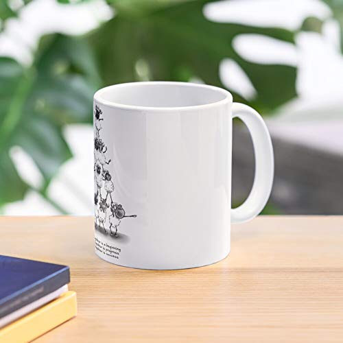 Lamb Cute Farming Sheep Farm Pyramid Teamwork Lambs La Mejor Taza de café de cerámica Blanca de 11 oz