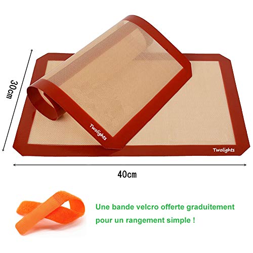 Lámina De Horno Tapete De Cocción De Silicona 2 Piezas Antiadherente Lplancha De Silicona Para Bandejas De Horno Sin Bpa 40 * 30 Cm Twolights
