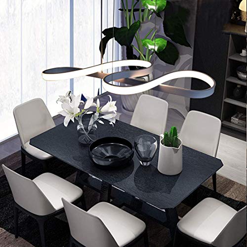 Lámpara Colgante LED, ZMH Luz de Techo Iluminación Pendiente Araña 47W Luz y Altura Adjustable (3500-6500k) con Control Remoto de Silicona y Alumnio para Comedor/Salón/Cafetería/Restaurante (Blanco)