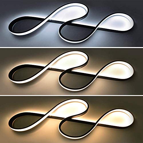 Lámpara Colgante LED, ZMH Luz de Techo Iluminación Pendiente Araña 47W Luz y Altura Adjustable (3500-6500k) con Control Remoto de Silicona y Alumnio para Comedor/Salón/Cafetería/Restaurante (Negro)