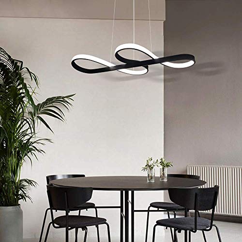 Lámpara Colgante LED, ZMH Luz de Techo Iluminación Pendiente Araña 47W Luz y Altura Adjustable (3500-6500k) con Control Remoto de Silicona y Alumnio para Comedor/Salón/Cafetería/Restaurante (Negro)