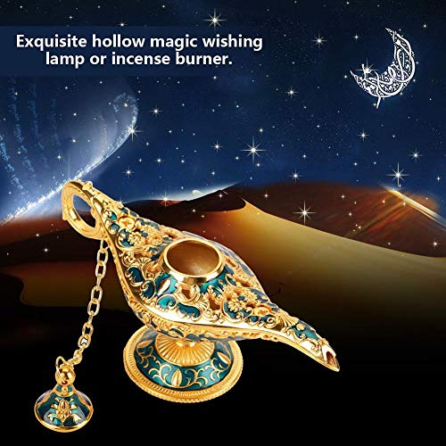 Lámpara de luz Genie, luz de Aladdin Magic Genie Light Metal tallado lámpara de leyenda hueca que desea lámpara de luz Pot Decor(#2)