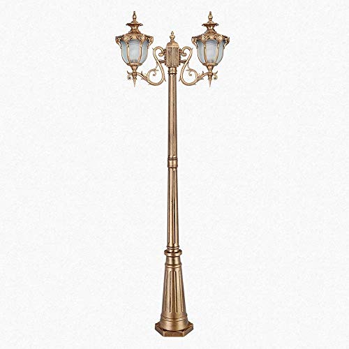 Lámpara de paisaje de jardín de 2 luces retro americana al aire libre Tradicional Victoria Post Linterna Impermeable Aluminio Luz de poste alto Jardín Césped Villa Farola (Tamaño: Altura 2.7m)