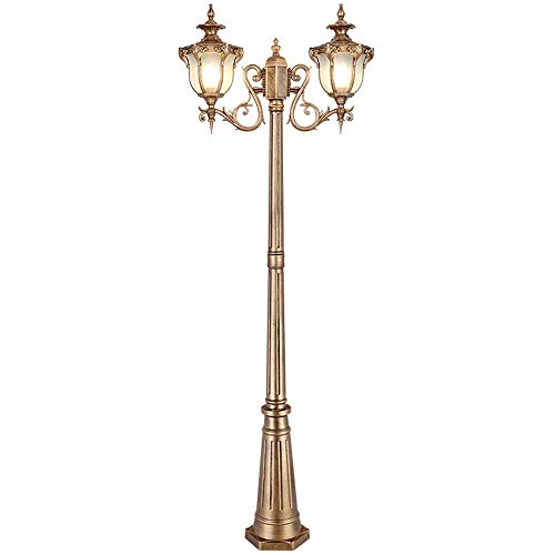 Lámpara de paisaje de jardín de 2 luces retro americana al aire libre Tradicional Victoria Post Linterna Impermeable Aluminio Luz de poste alto Jardín Césped Villa Farola (Tamaño: Altura 2.7m)