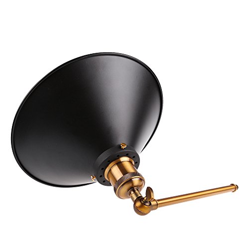 Lámpara de pared LemonBest®, estilo retro industrial, forma de paraguas, para bombilla Edison E27, diámetro 21 cm, metal negro (no incluye bombilla)