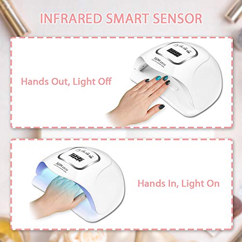 Lámpara de Uñas UV LED 150 W Curado de Esmalte de Gel Secador de Uñas Rápido con Función de Temporización - 10S / 30S / 60S / 99S