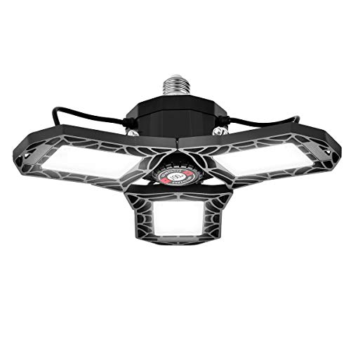 Lámpara Garaje LED E27 Bawoo 60W Lámpara Oficina Taller Iluminación LED Sótano Lámpara Techo Luz Almacén Bombillas E27 LED Ultra Brillante 6000LM 6000K Ajustable 270° Tienda Lámpara Bodega Cocina Pub