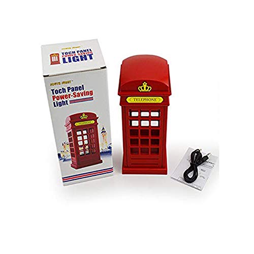 Lámpara Mesilla,Cabina telefónica Vintage Londres diseñado de lampara de mesa,Touch Sensor Regulable USB(Con batería),estudiantes dormitorio iluminación casa Bar decoración novedad vacaciones regalo.