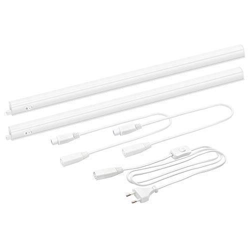 Lamparas Barra de Regleta Tiras Tubos de LED 9W para Bajo Muebles Armario de Cocina 573MM Longitud Una Lampara Luz Neutra 4000K Lot de 2 Lamparas de Enuotek
