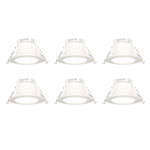 Lamparas Focos Empotrables LED en Techo Empotradas 8W LED Pequeños Luz Fria 5000K Diámetro Agujero 70-85MM AC100~240V IP44 para Cocina Baño Salon Lot de 6 de Enuotek