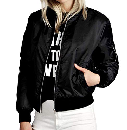 Lanceyy Chaquetas Bomber Elegante Moda Ligeros Mujer Chaquetas Cortos Primavera Otoño Sencillos Fácil Softshell Chaquetas Puños Elásticos Stand Cuello Casual Cómodo Chaqueta College Estilo