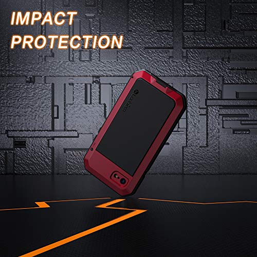 Lanhiem Funda iPhone SE 2020/7/8 Antigolpes [Rugged Armour] Cuerpo Completo Protectora,Prueba de Polvos Metal Fundas con Protector de Vidrio [Compatible con Carga Inalámbrica] para iPhone SE 2020/7/8