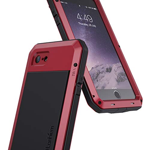 Lanhiem Funda iPhone SE 2020/7/8 Antigolpes [Rugged Armour] Cuerpo Completo Protectora,Prueba de Polvos Metal Fundas con Protector de Vidrio [Compatible con Carga Inalámbrica] para iPhone SE 2020/7/8