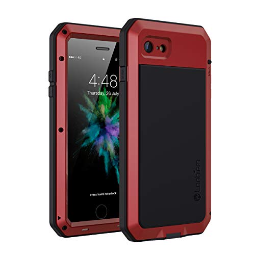 Lanhiem Funda iPhone SE 2020/7/8 Antigolpes [Rugged Armour] Cuerpo Completo Protectora,Prueba de Polvos Metal Fundas con Protector de Vidrio [Compatible con Carga Inalámbrica] para iPhone SE 2020/7/8