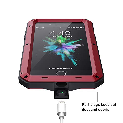 Lanhiem Funda iPhone SE 2020/7/8 Antigolpes [Rugged Armour] Cuerpo Completo Protectora,Prueba de Polvos Metal Fundas con Protector de Vidrio [Compatible con Carga Inalámbrica] para iPhone SE 2020/7/8