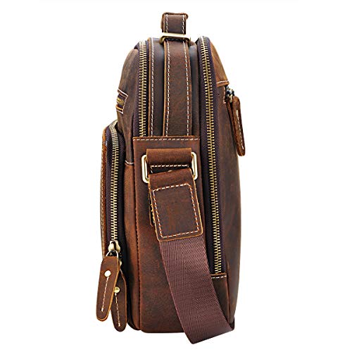 Lannsyne - Bolso bandolera para iPad de 9,7" (piel de grano completo)